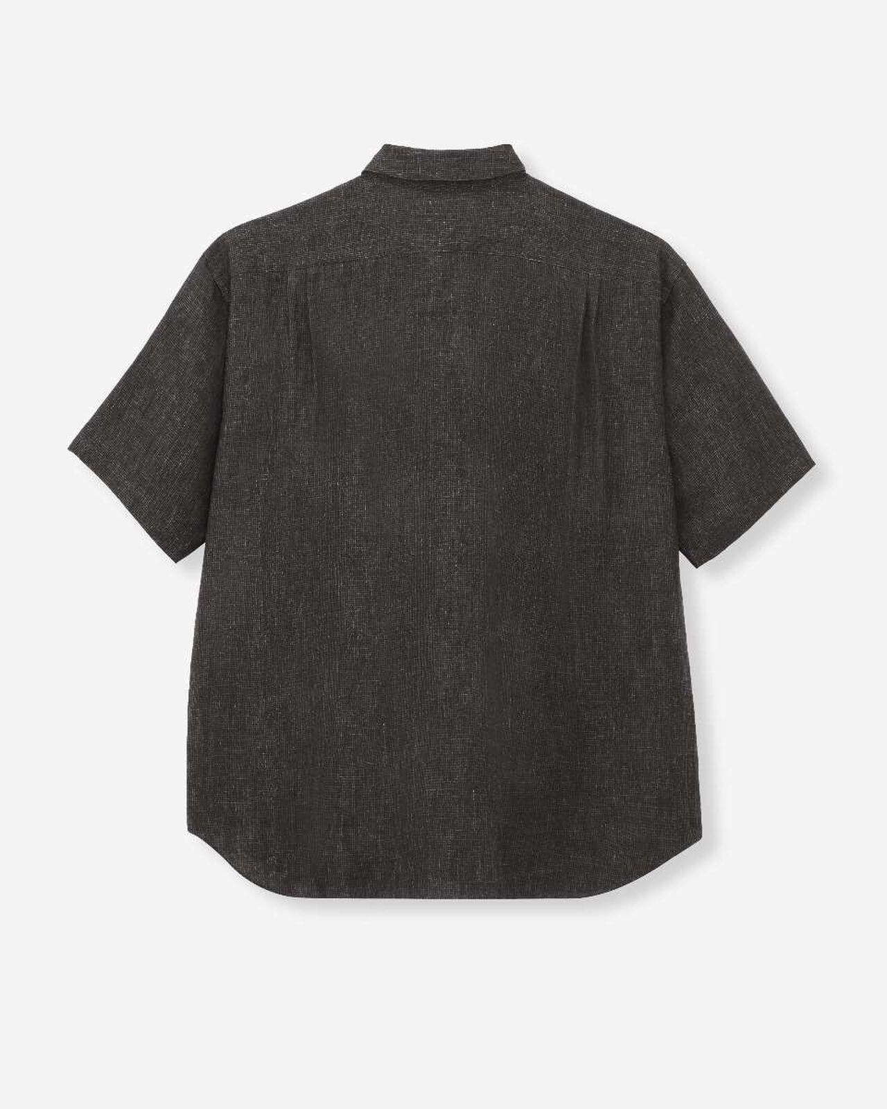 LINEN S/S SHIRT,Hitam, large image number 6