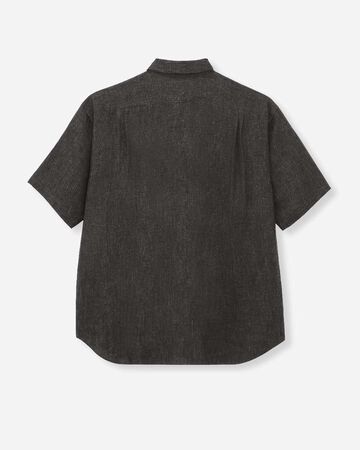 LINEN S/S SHIRT,Hitam, small image number 6