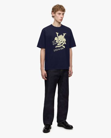INDIGO YARN DYED TEE - SKULL,Indigo, large image number 3