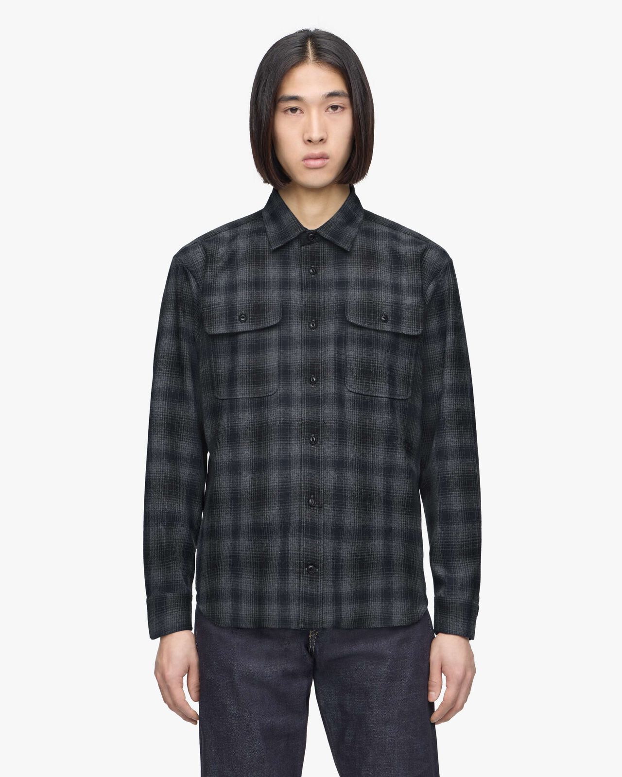 WOOL CHECK SHIRT,NAVY, large image number 0
