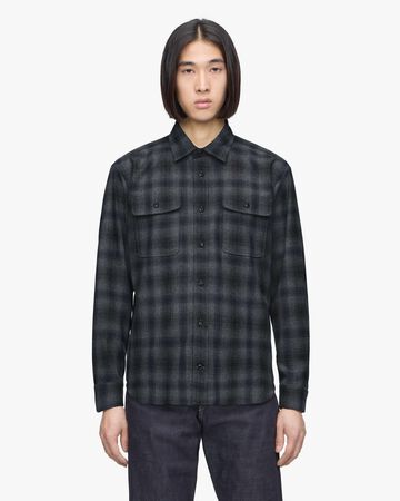WOOL CHECK SHIRT,NAVY, large image number 0