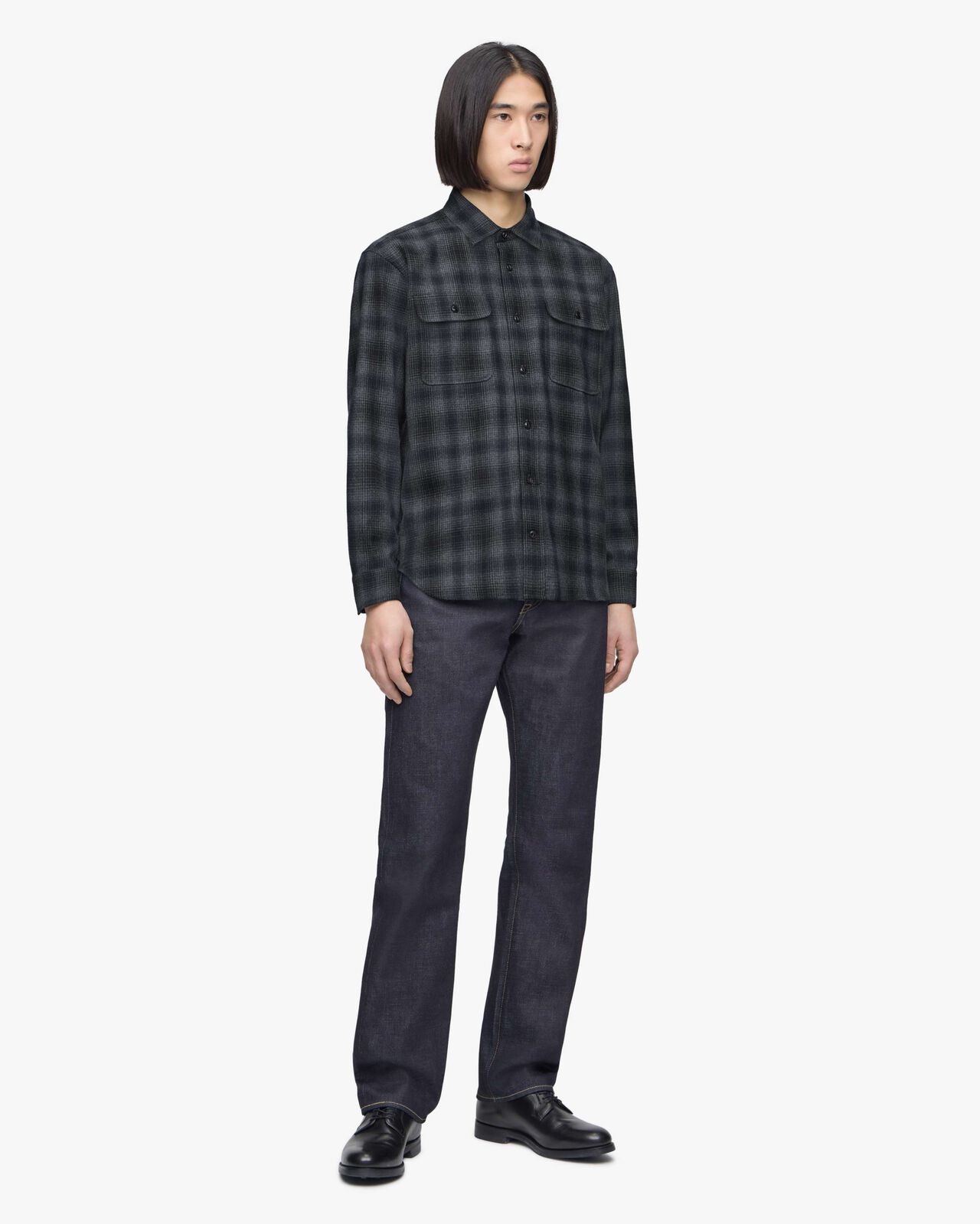 WOOL CHECK SHIRT,NAVY, large image number 3