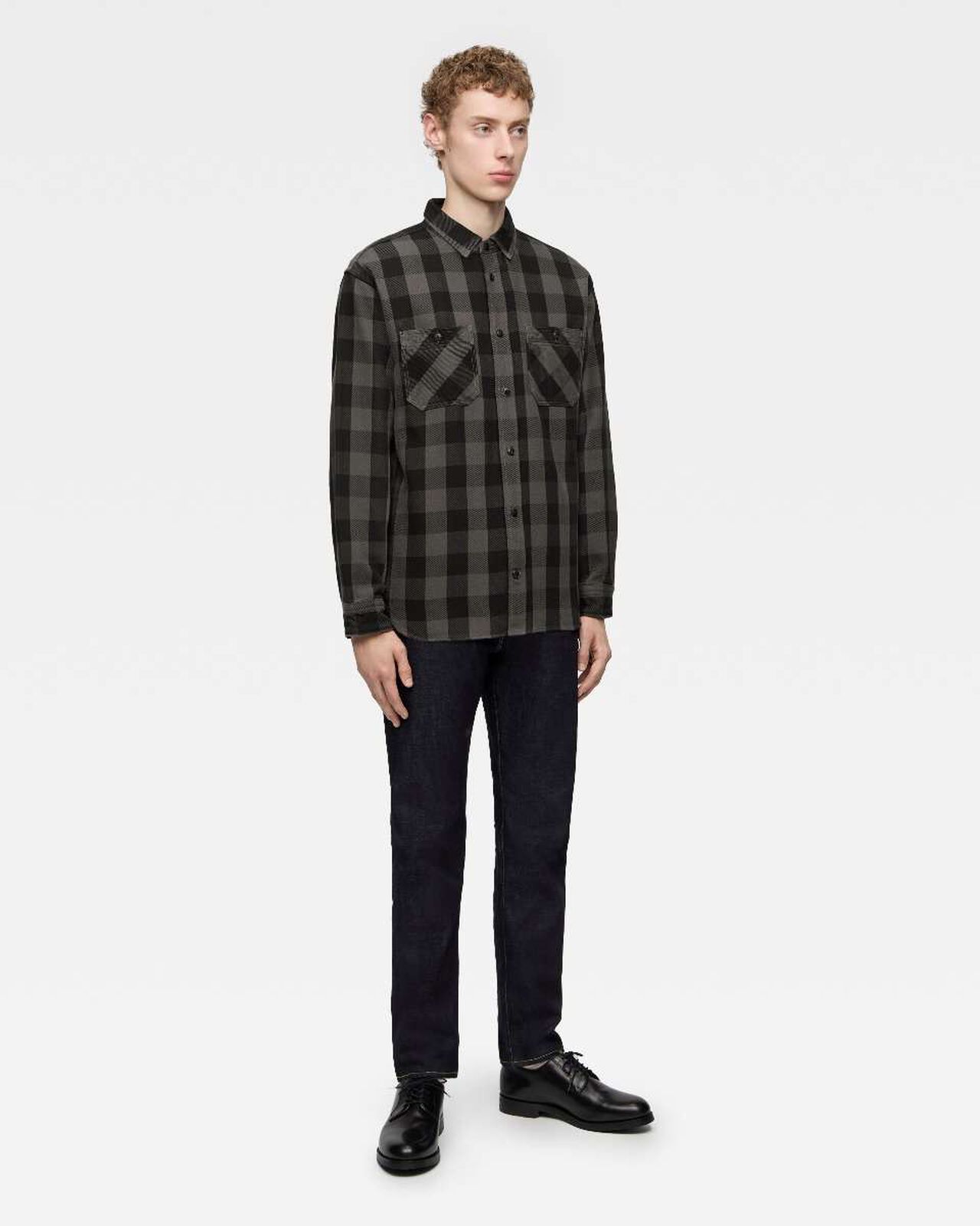 BLOCK CHECK L/S SHIRT,Grigio, large image number 3