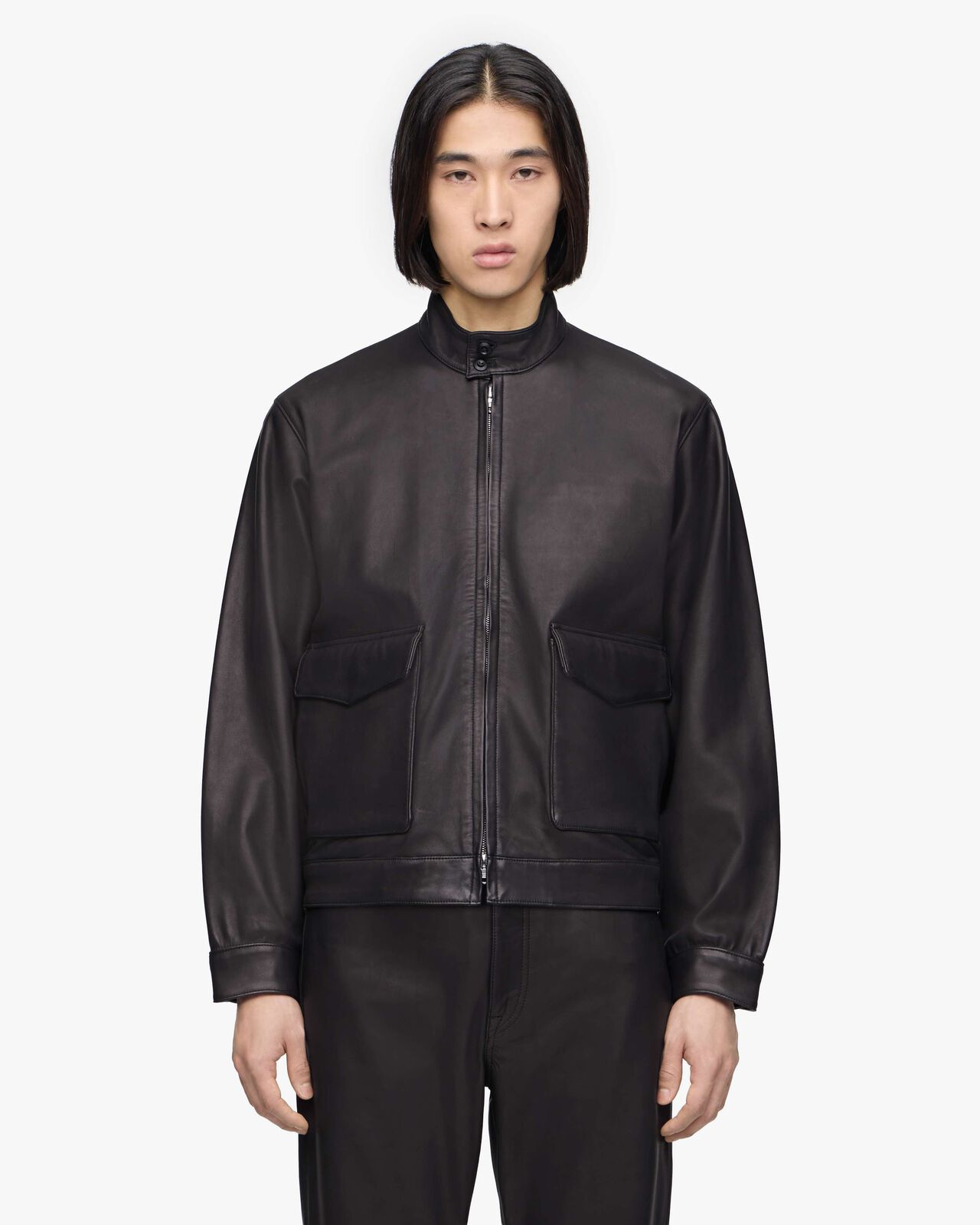 SMOOTH LEATHER JACKET,BLK, large image number 11