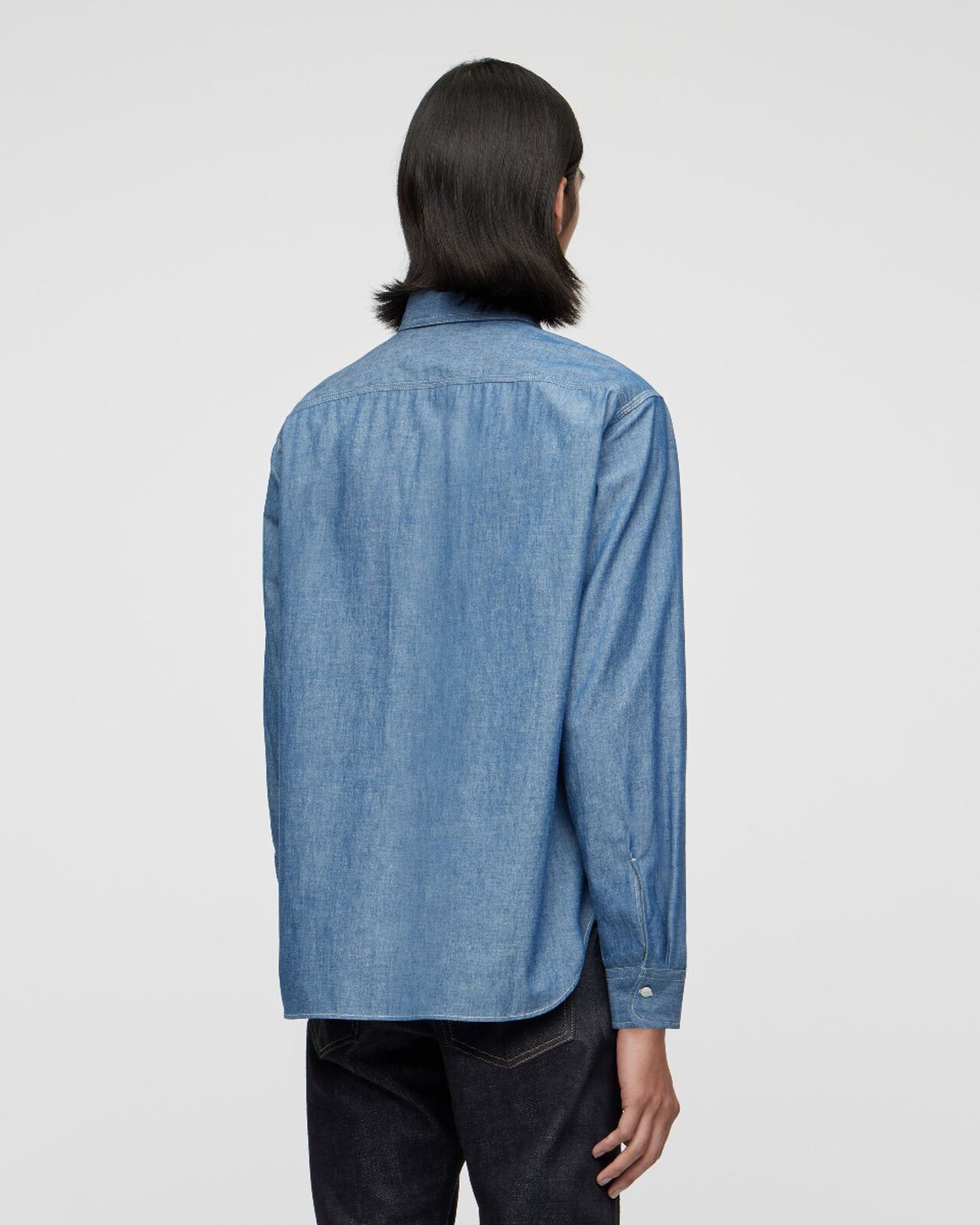 TRIPLE STITCH L/S CHAMBRAY SHIRT,Indigo, large image number 2