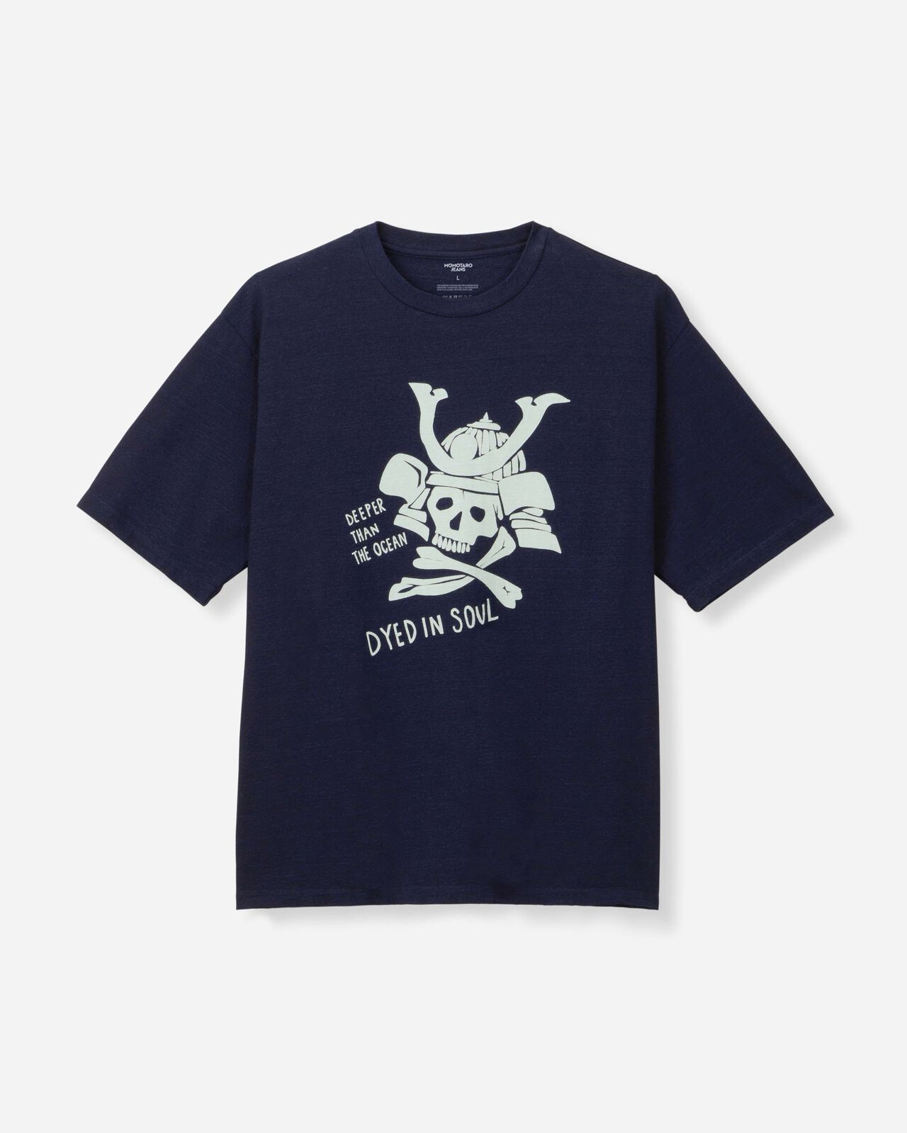 INDIGO YARN DYED TEE - SKULL,Indigo, large image number 5