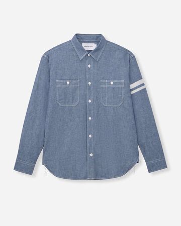 TRIPLE STITCH L/S CHAMBRAY SHIRT (TWO STRIPES),靛藍, large image number 5