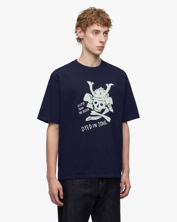 INDIGO YARN DYED TEE - SKULL,Indigo, large image number 1