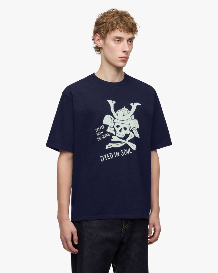 INDIGO YARN DYED TEE - SKULL,, medium