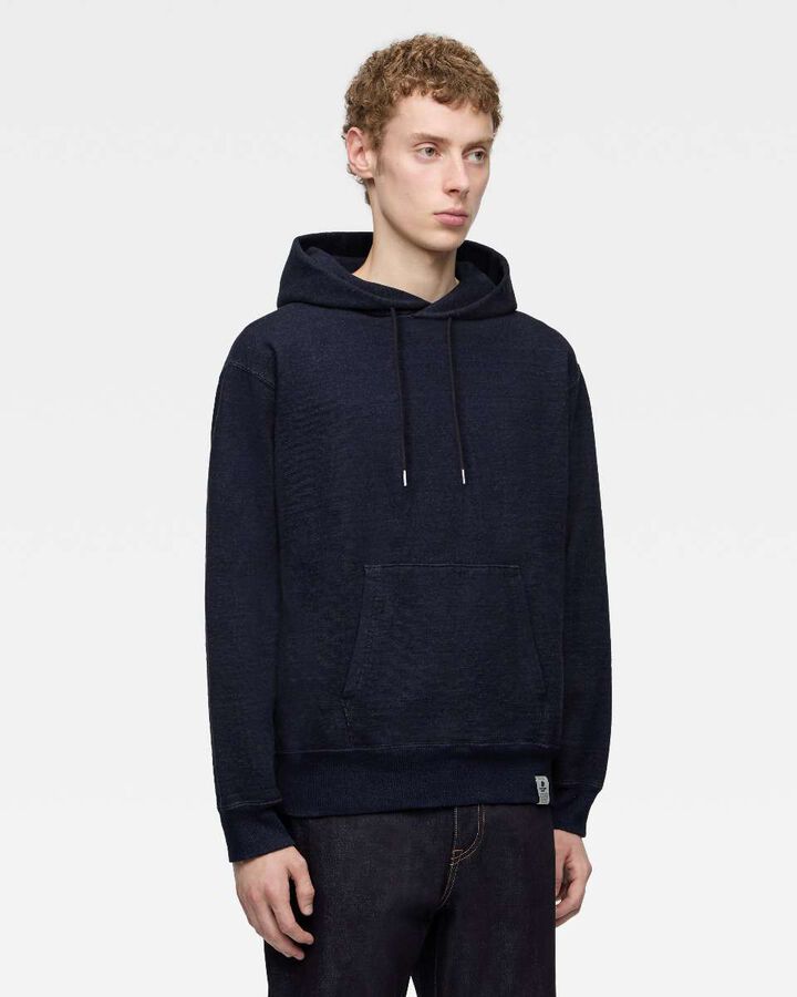 INDIGO SWEAT HOODIE-YARN DYE,, medium