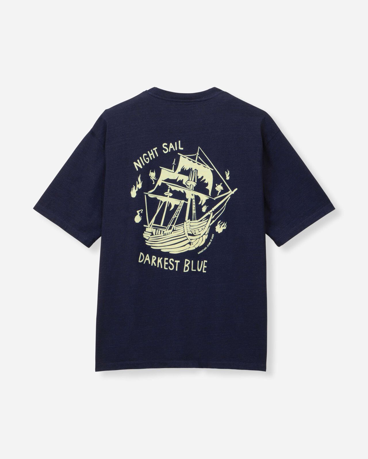INDIGO YARN DYED TEE - GHOST SHIP,Indigo, large image number 6