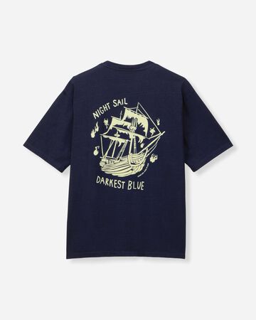 INDIGO YARN DYED TEE - GHOST SHIP,Indigo, large image number 6