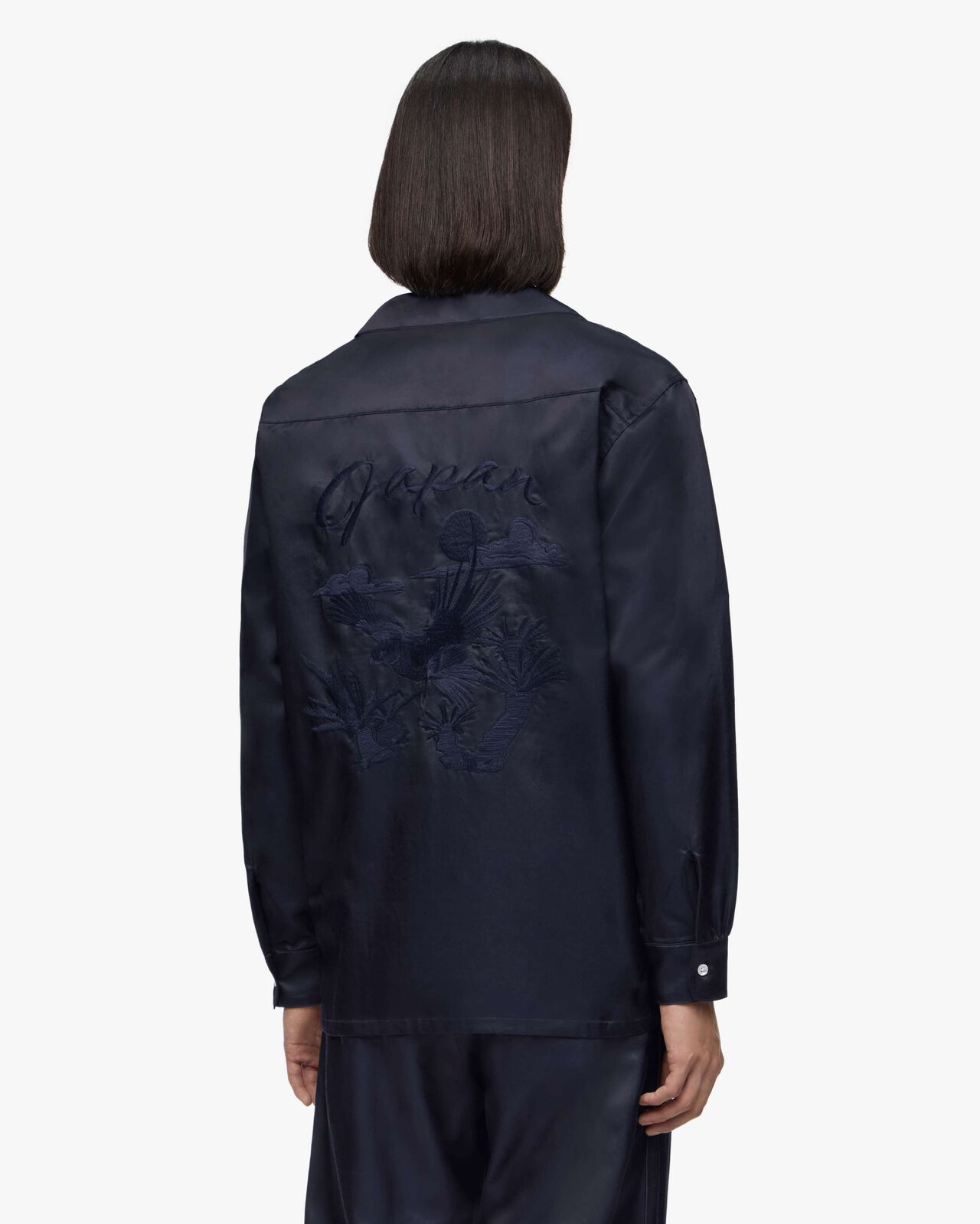 SATIN SOUVENIR L/S SHIRT,NAVY, large image number 2