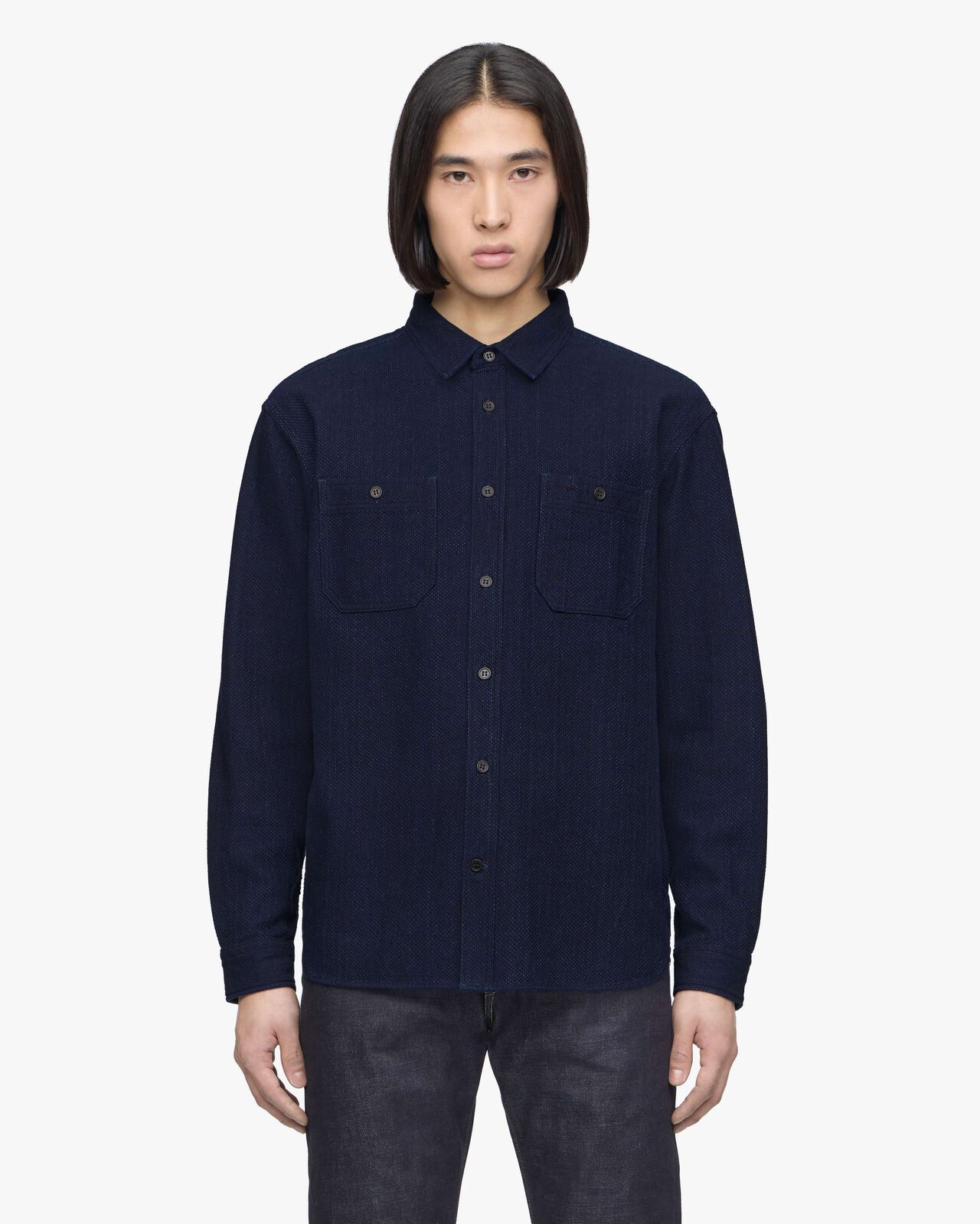 SASHIKO WORK SHIRT,Indigo, large image number 0