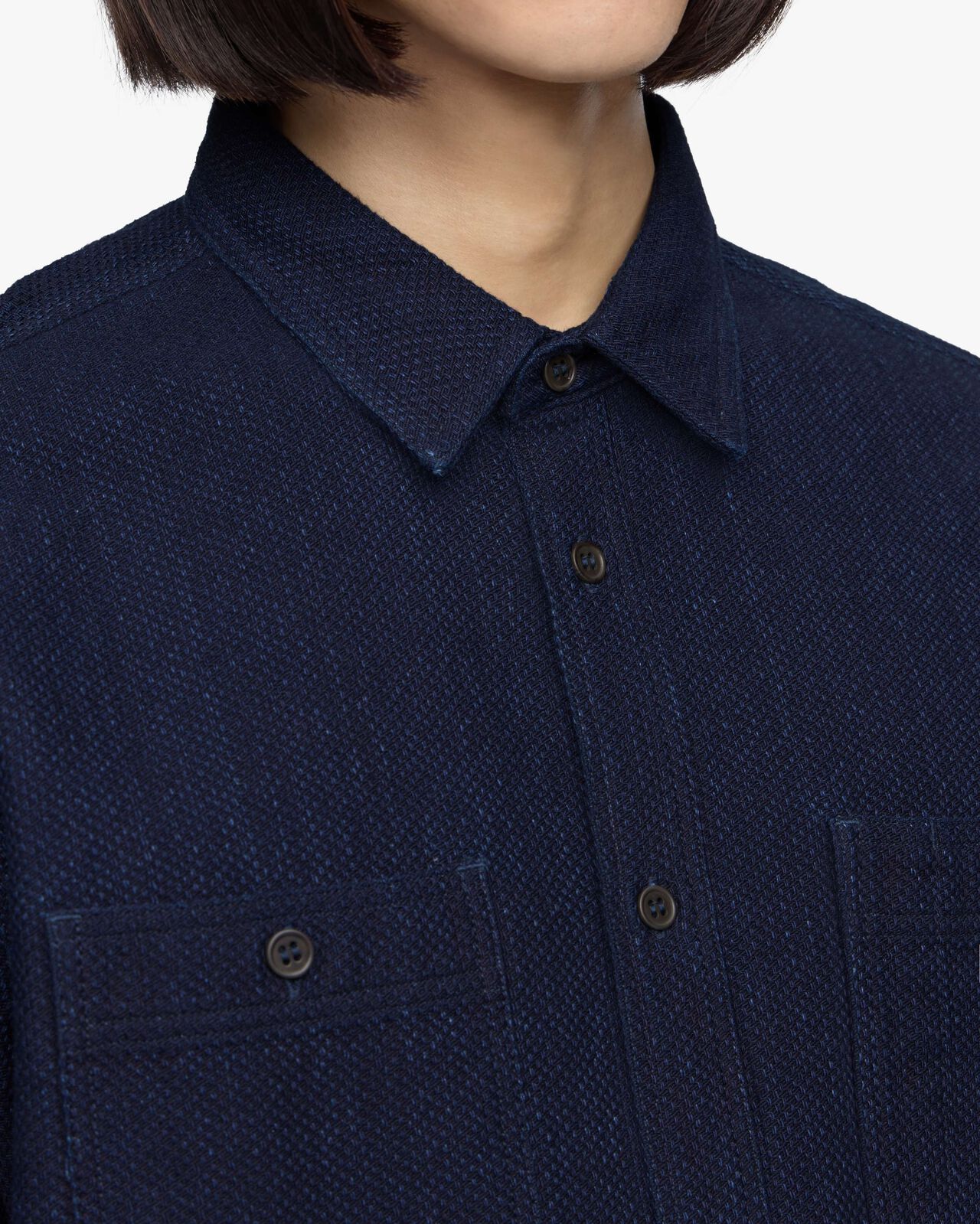 SASHIKO WORK SHIRT,Indigo, large image number 4