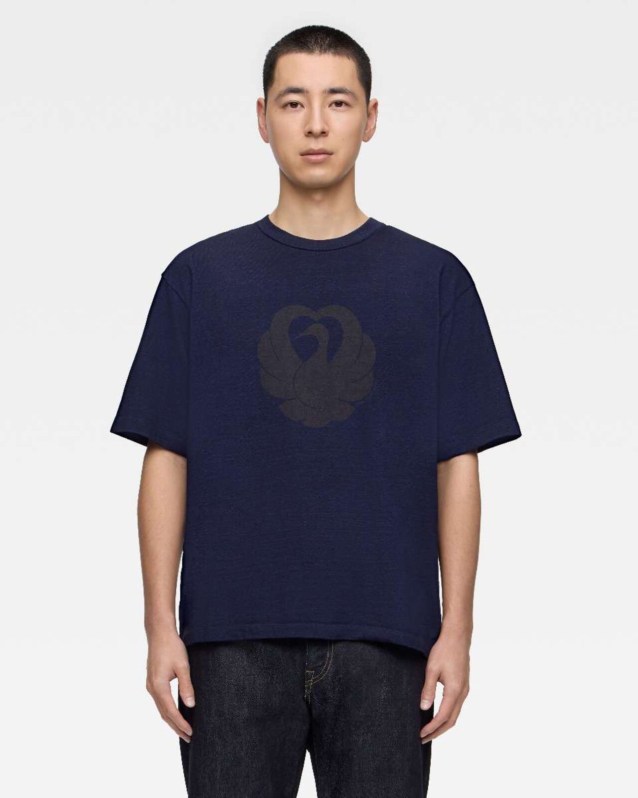 YARN DYED S/S TEE - CRANE,Indigo, large image number 0