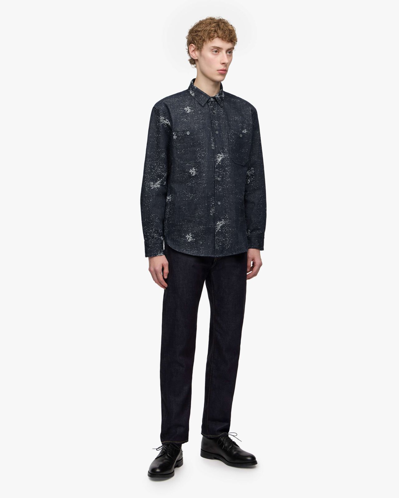 JAGUARD L/S SHIRT,Indigo, large image number 3