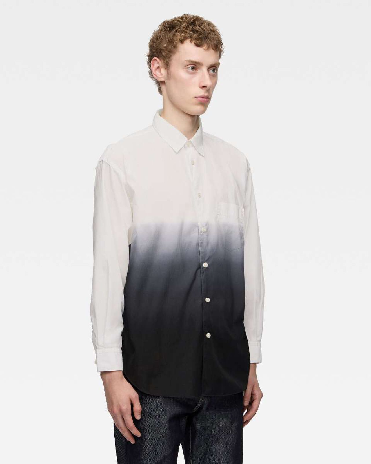 BROAD L/S SHIRT - KYOTO MONTSUKI GRADATION,Noir, large image number 1