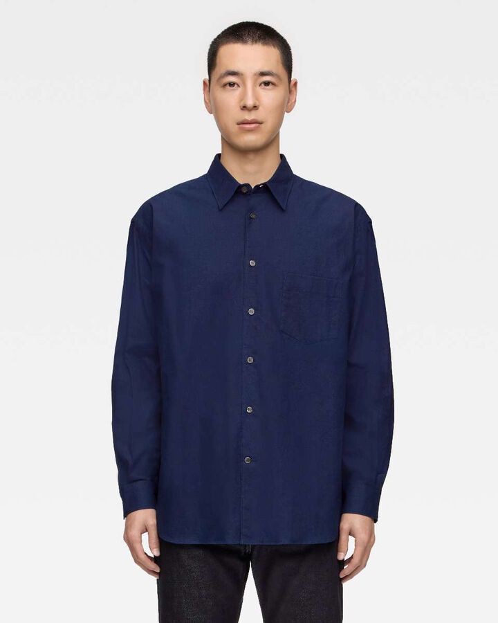 POPLIN L/S SHIRT - INDIGO,, medium