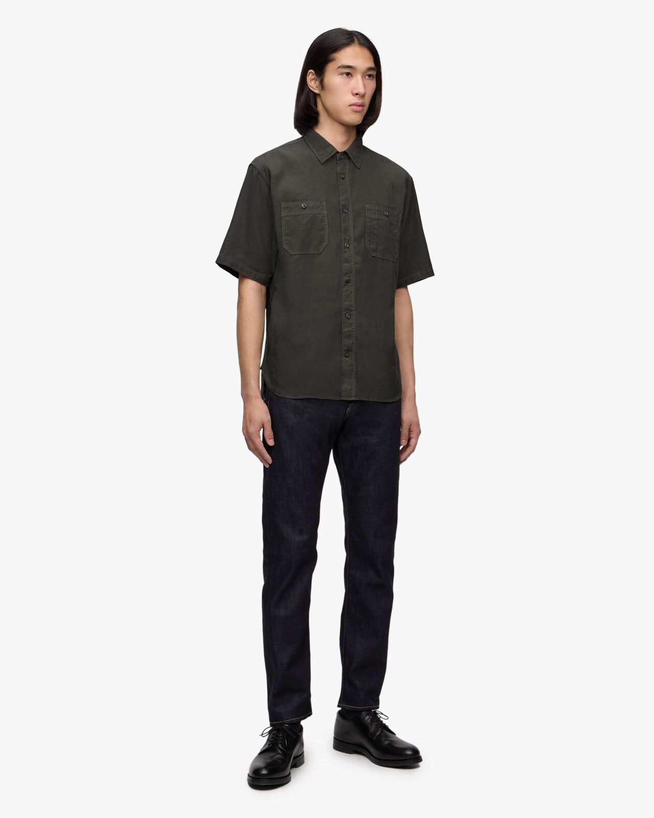 LINEN S/S SHIRT,BLK, large image number 1