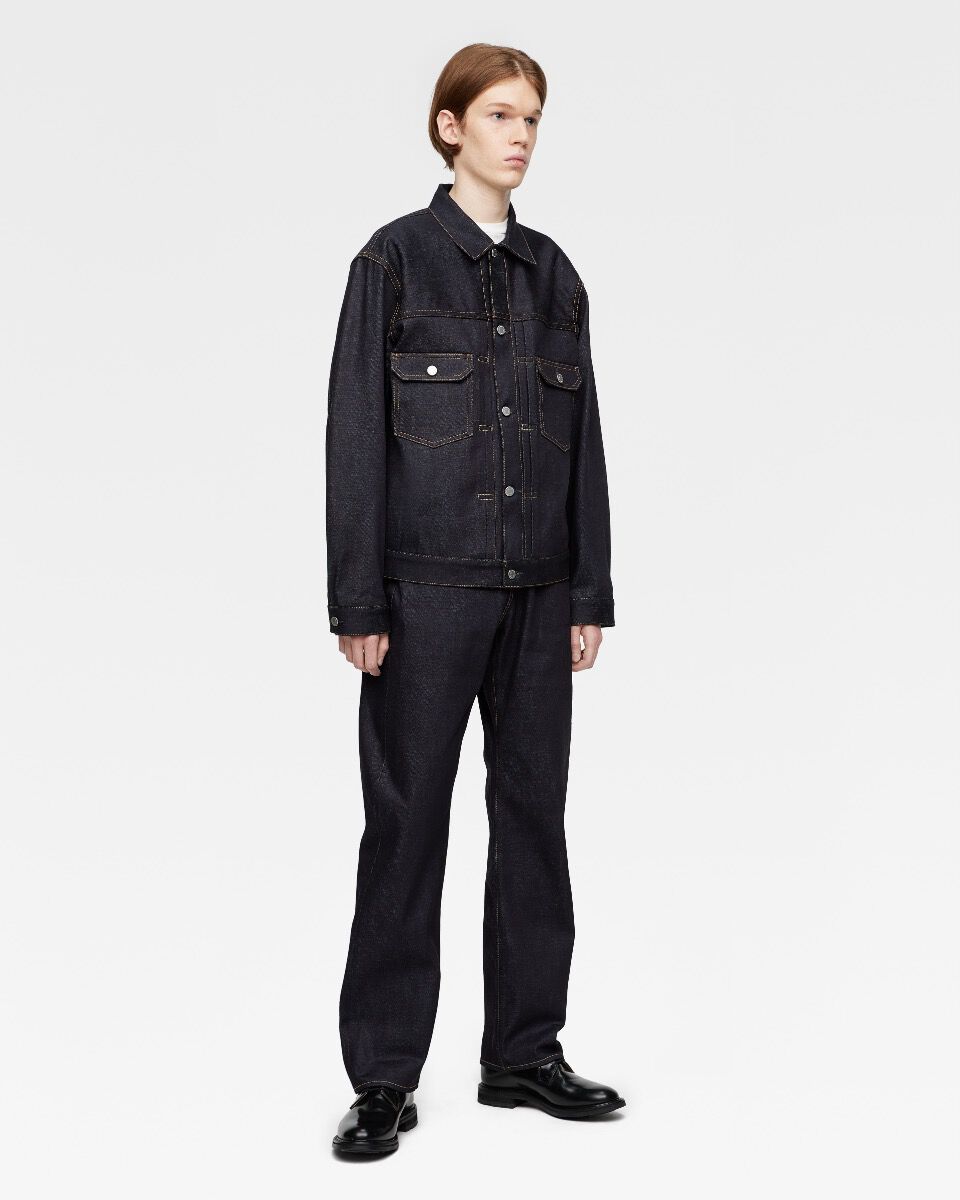 JINTO  The #002 Standard Denim Jacket by Momotaro Jeans showcases