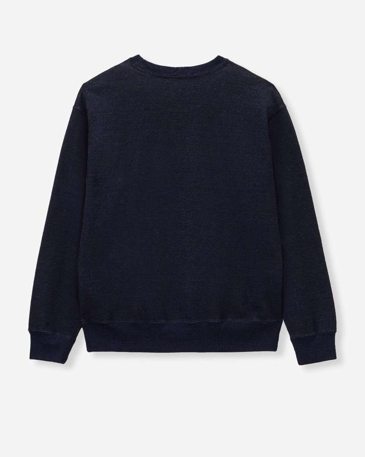 INDIGO SWEAT CREW NECK PO-YARN DYE,Indigo, large image number 6