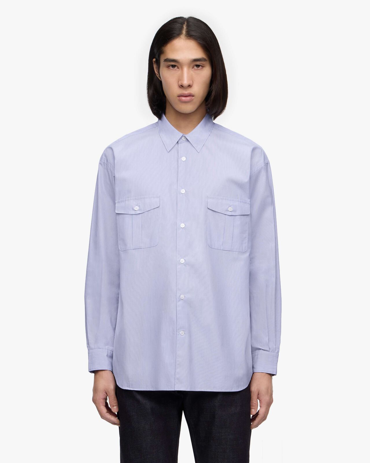 BROAD STRIPE L/S SHIRTS,GRY, large image number 0