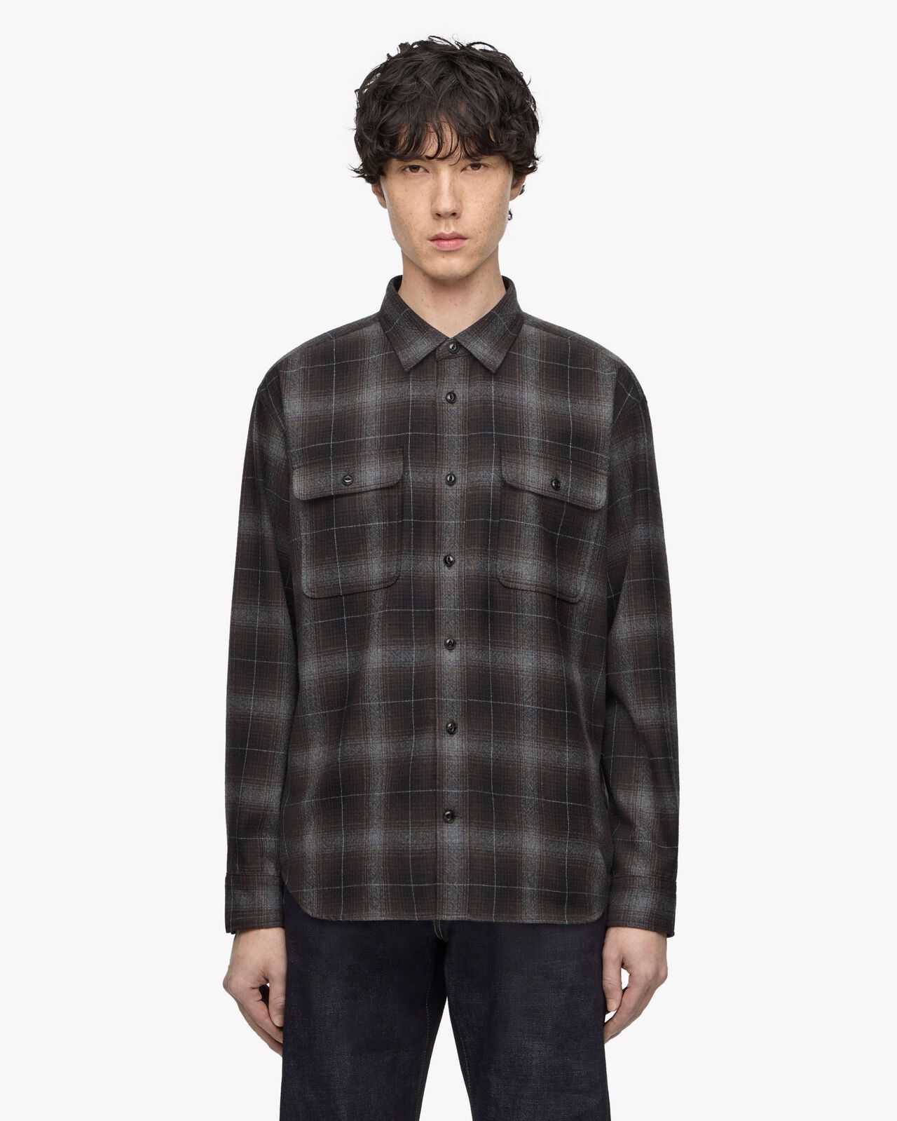 WOOL CHECK SHIRT,NAVY, large image number 11