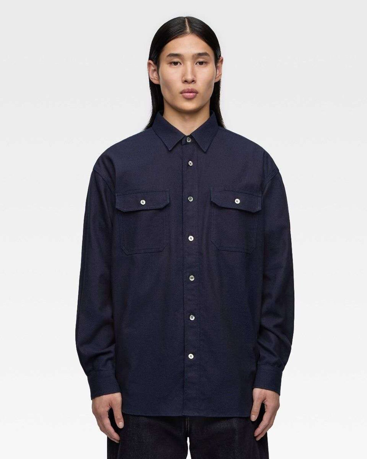 SASHIKO CPO SHIRT,Indigo, large image number 0