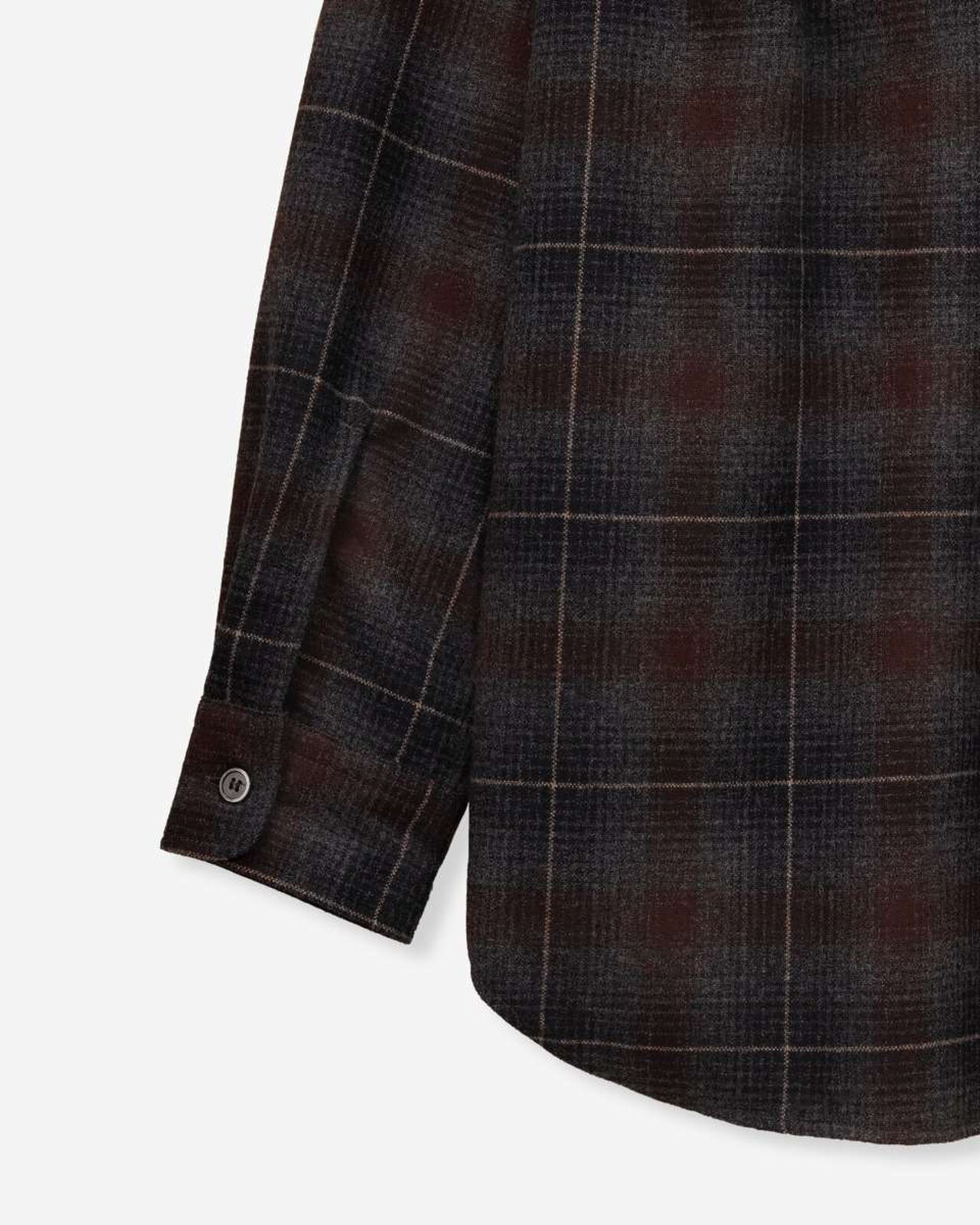 WOOL×CASHMERE OMBRE CHECK L/S SHIRT,GRY, large image number 8