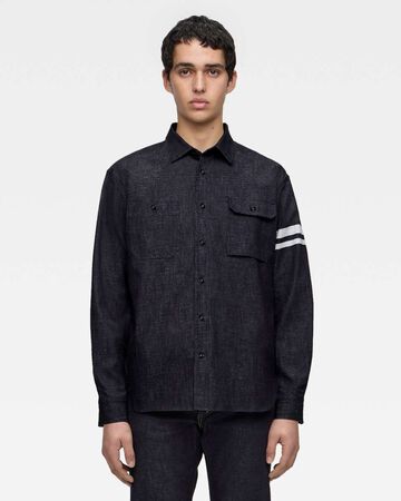 TRIPLE STITCH L/S DENIM SHIRT (TWO STRIPES),Indigo, small image number 0