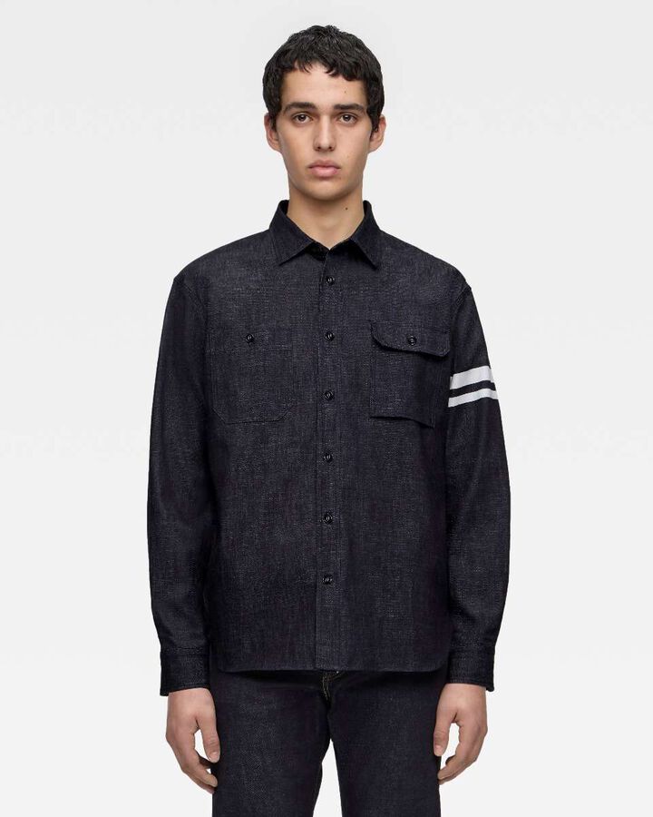 TRIPLE STITCH L/S DENIM SHIRT (TWO STRIPES),, medium