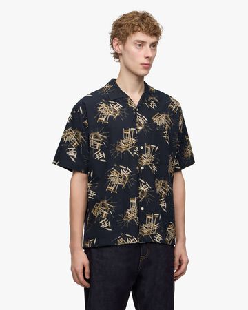 COTTON/RAYON S/S  SHIRT,BRN, large image number 1