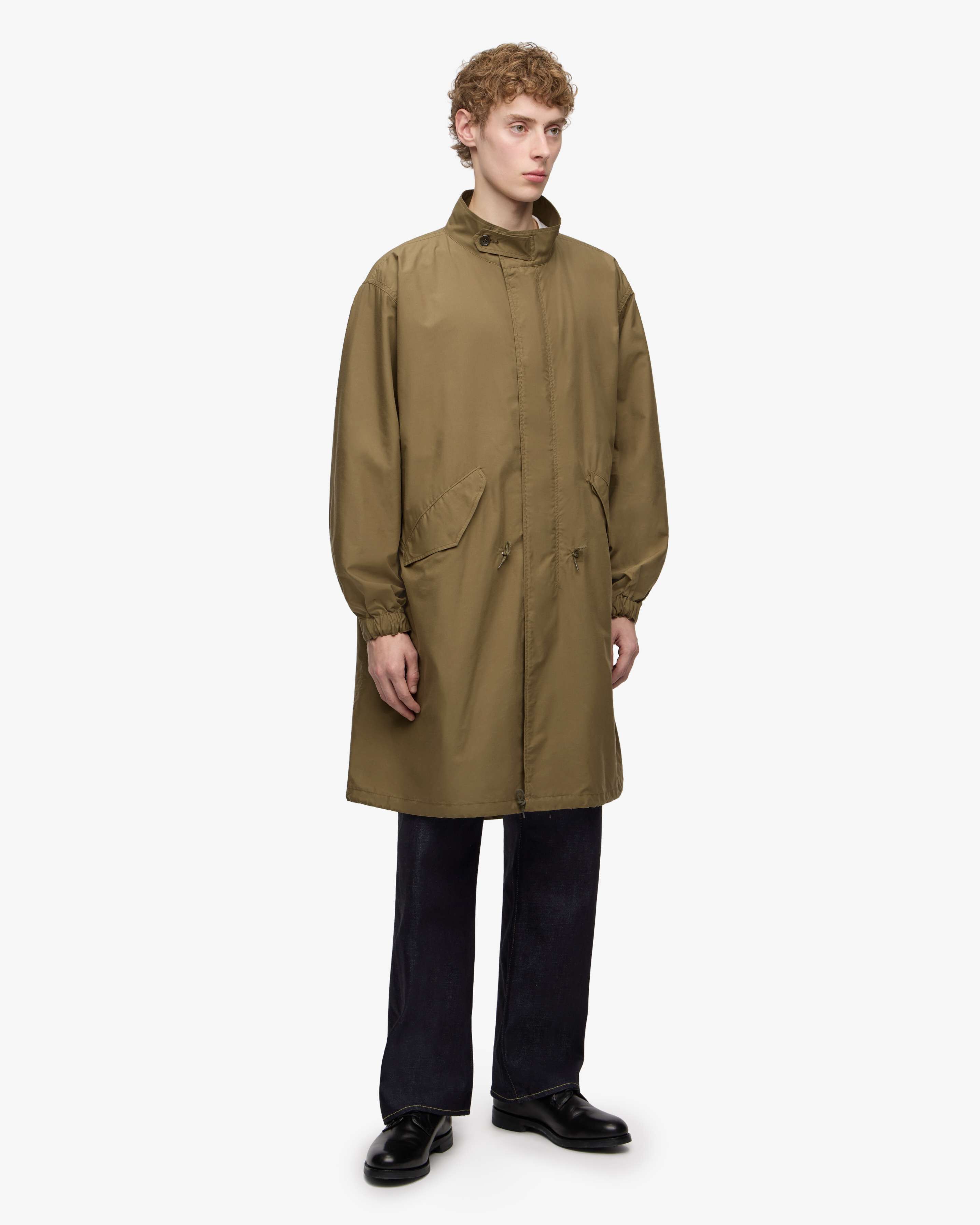 SADDLE POCKET MODS COAT/1/コットン/KHK/無地 COTTON SILK MODS COAT