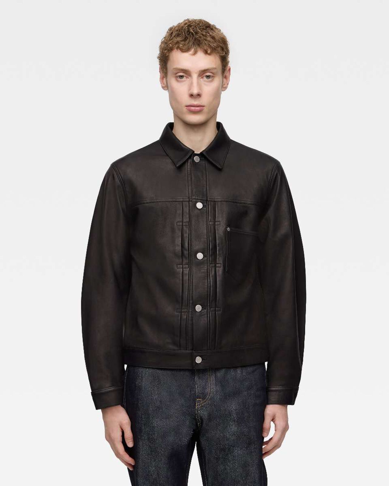LEATHER JACKET,BLK, large image number 0