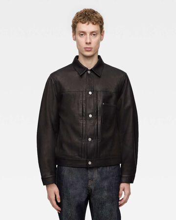 LEATHER JACKET,BLK, small image number 0