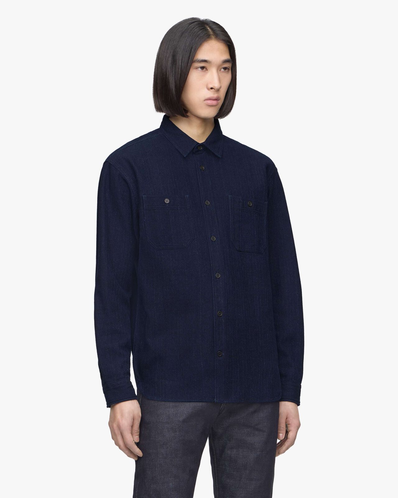 SASHIKO WORK SHIRT,Indigo, large image number 1