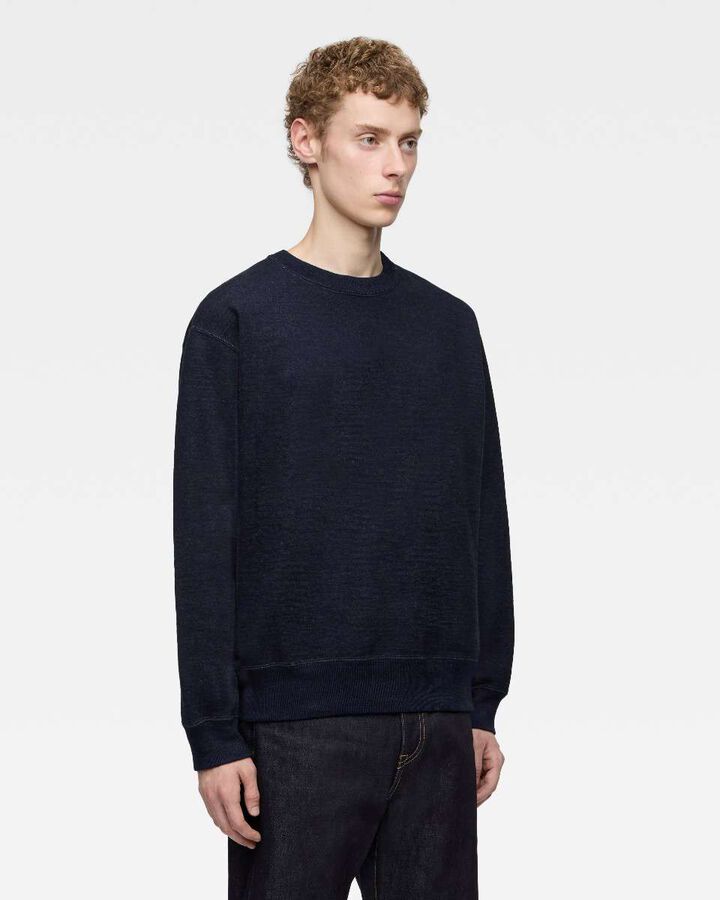 INDIGO SWEAT CREW NECK PO-YARN DYE,, medium