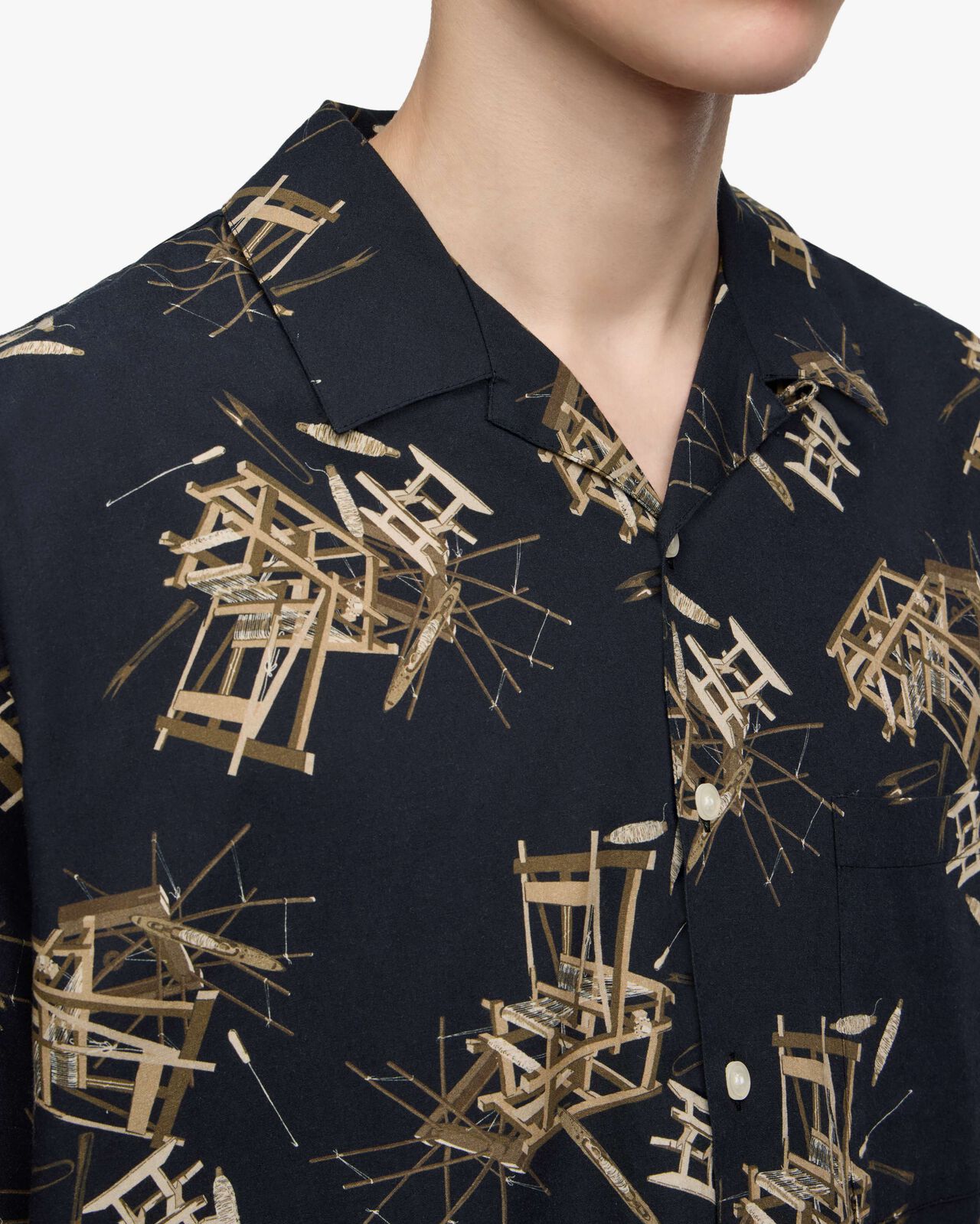 COTTON/RAYON S/S  SHIRT,BRN, large image number 4