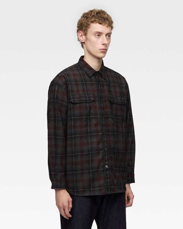WOOL×CASHMERE OMBRE CHECK L/S SHIRT,GRY, small image number 1