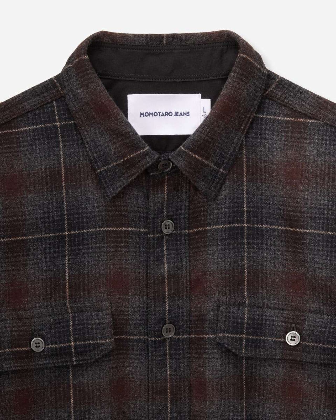 WOOL×CASHMERE OMBRE CHECK L/S SHIRT,GRY, large image number 7