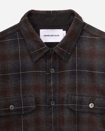 WOOL×CASHMERE OMBRE CHECK L/S SHIRT,GRY, small image number 7