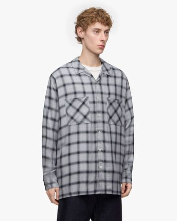 RAYON CHECK L/S  SHIRT,NAVY, large image number 1