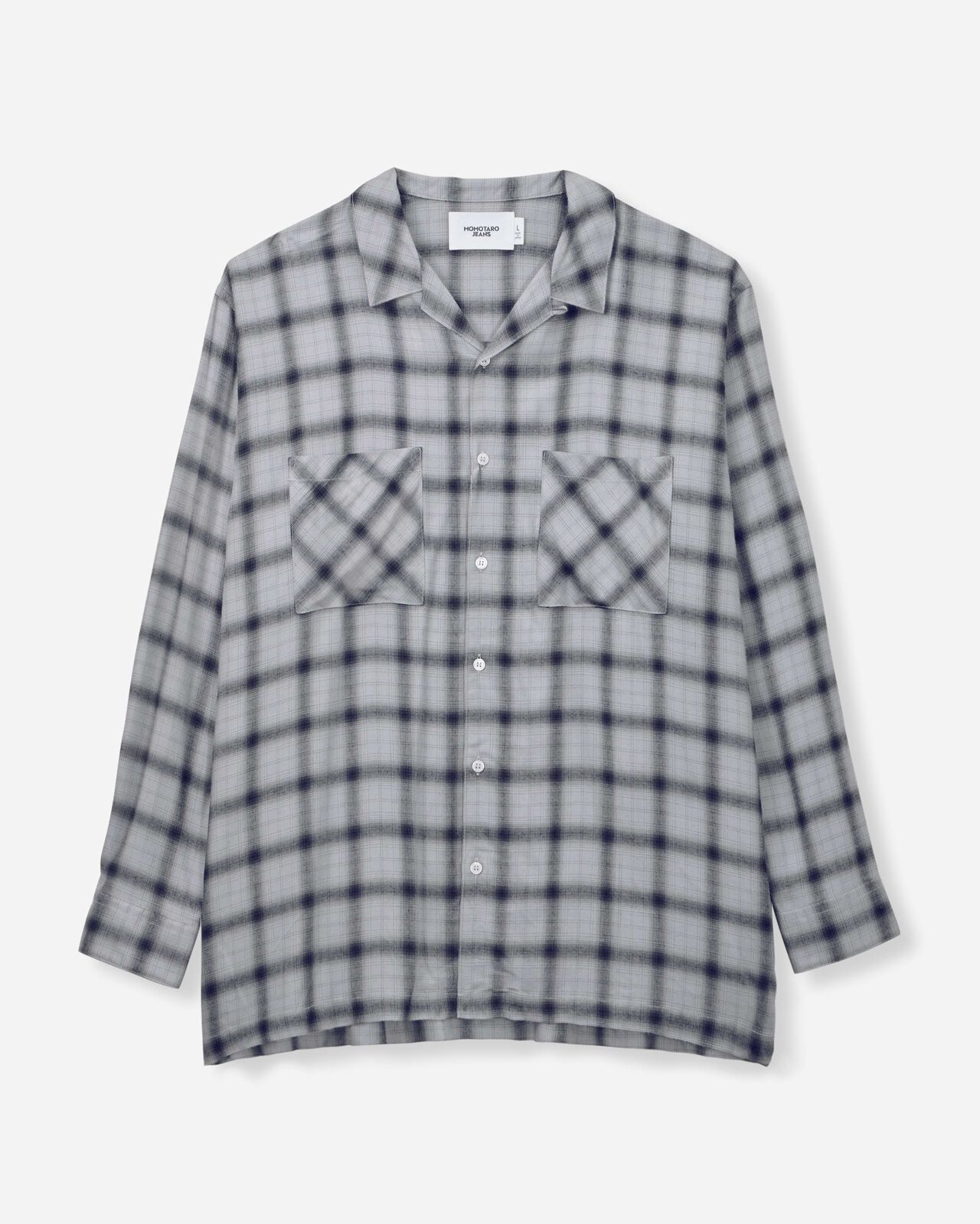 RAYON CHECK L/S  SHIRT,NAVY, large image number 5