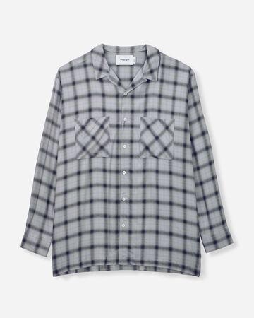 RAYON CHECK L/S  SHIRT,NAVY, large image number 5