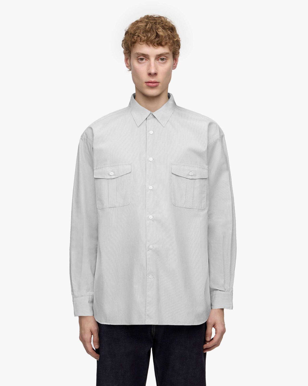 BROAD STRIPE L/S SHIRTS,GRY, large image number 11