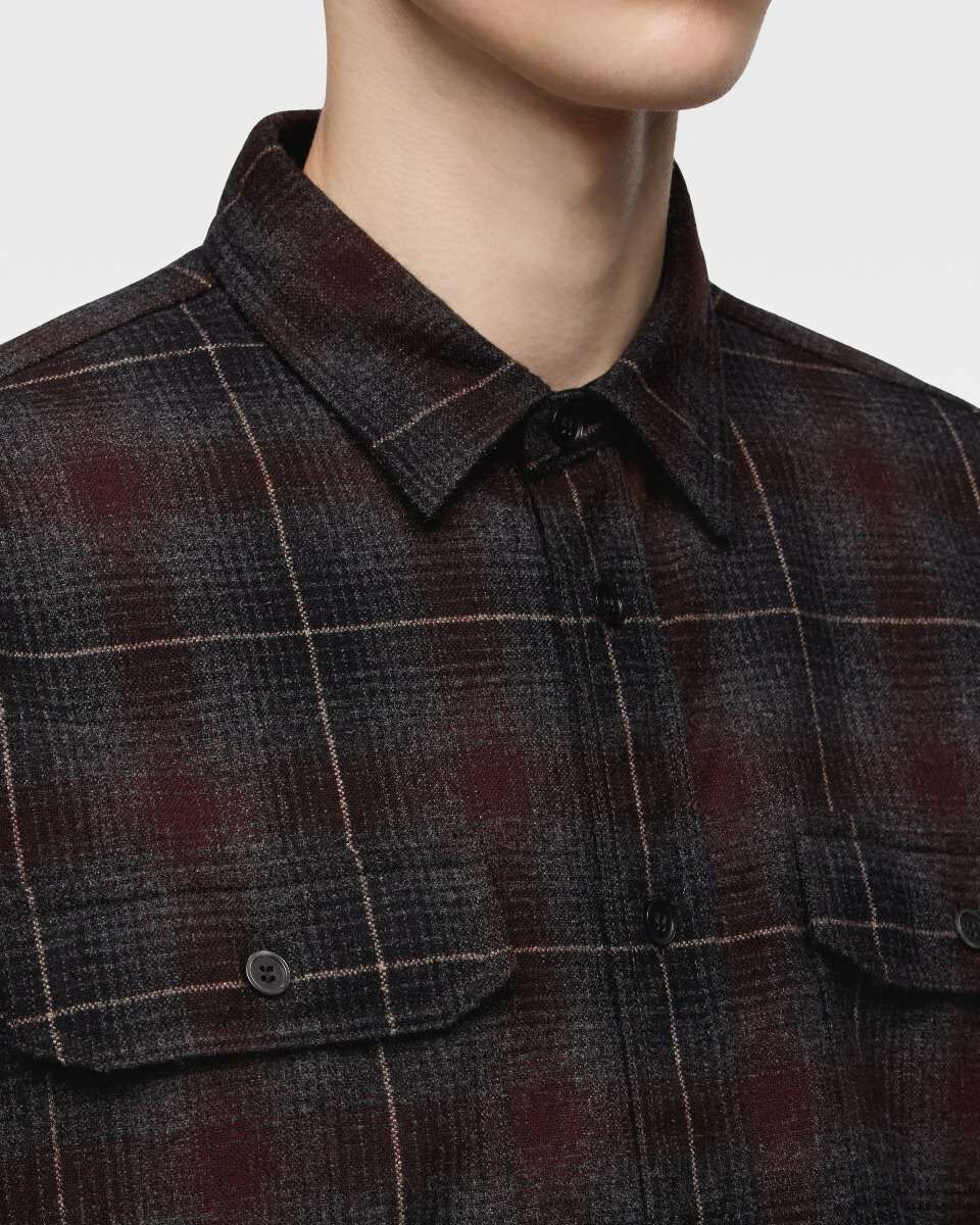 WOOL×CASHMERE OMBRE CHECK L/S SHIRT