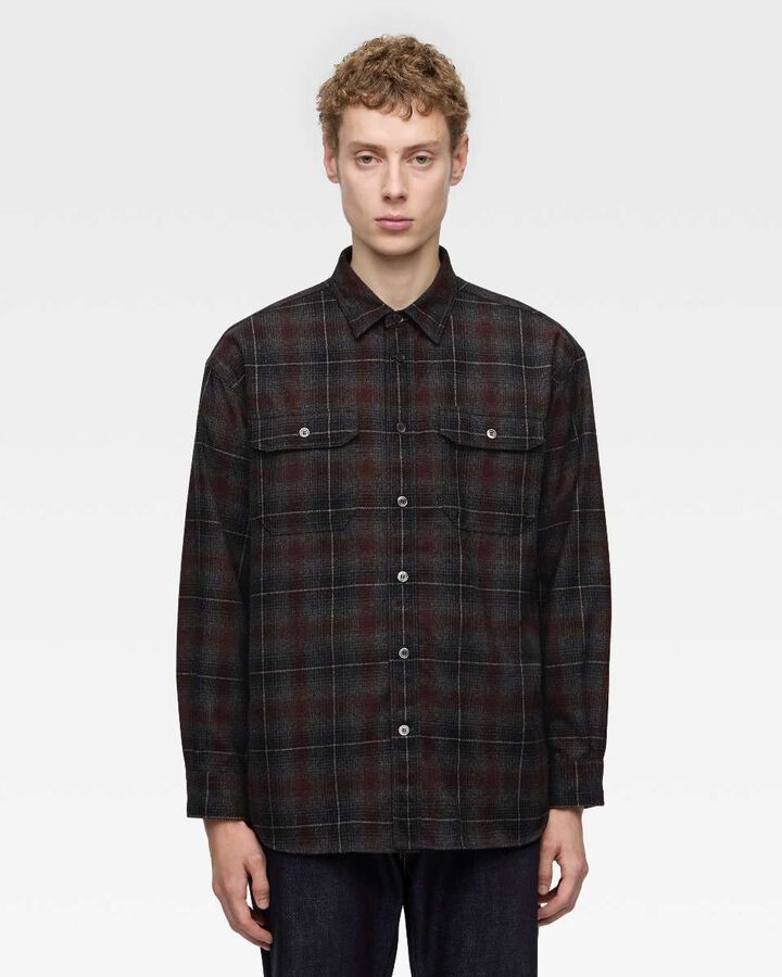 WOOL×CASHMERE OMBRE CHECK L/S SHIRT,, medium