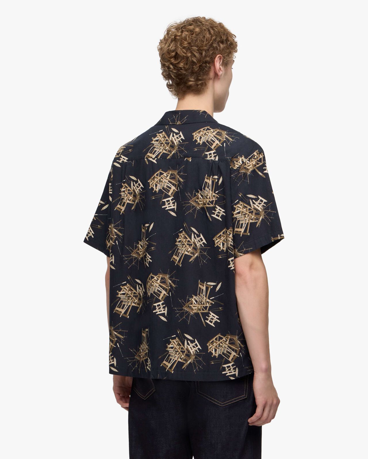 COTTON/RAYON S/S  SHIRT,BRN, large image number 2