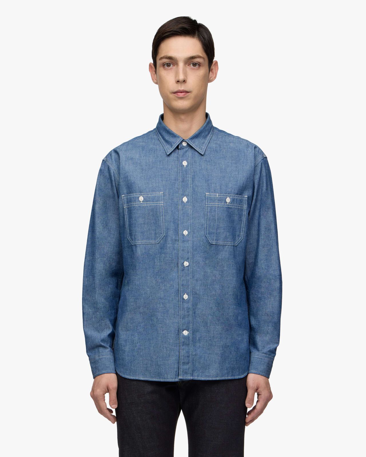 TRIPLE STITCH L/S CHAMBRAY SHIRT,Indigo, large image number 0